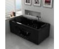 Distribain Baignoire balnéo noire rectangulaire Caïman Black 32 jets