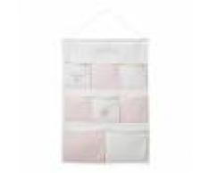 Maisons du Monde Rangement mural en coton blanc, rose et doré 50x70