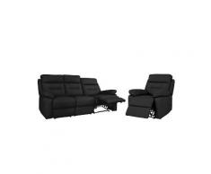salon détente 3+1 cuir noir