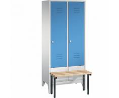 Vestiaire CLASSIC avec banc frontal 2 compartiments, largeur compartiments 400 mm | CP