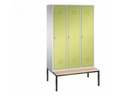 Vestiaire CLASSIC avec banc monté en dessous 3 compartiments, largeur compartiments 400 mm | CP