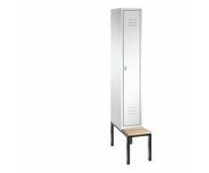 Vestiaire CLASSIC avec banc monté en dessous 1 compartiment, largeur compartiment 300 mm | CP