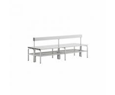 Banc de vestiaire double face avec dossier aluminium / inox