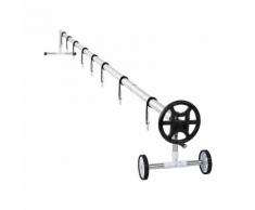 Uniprodo Enrouleur de bâche de piscine - 4,2 à 5,2 m - Avec Roues -En Inox - 8 sangles comprises UNI_POOL_REEL_520