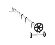 Uniprodo Enrouleur de bâche de piscine - 3,0 à 5,7 m - Avec Roues -En Inox - 8 sangles comprises UNI_POOL_REEL_570