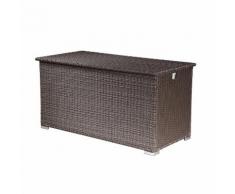 Coffre de rangement ALÉRIA L en résine tressée chocolat - intérieur écru