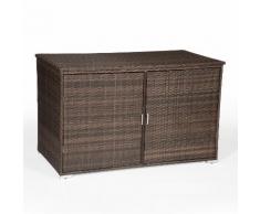 Coffre de rangement en résine tressée marron avec portes NONZA