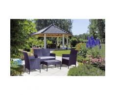 Salon de jardin en résine tressée : Marron et Blanc