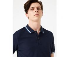 Marks & Spencer Polo coupe large 100% coton à bordures contrastées - Bleu - XL
