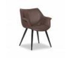 NOUVOMEUBLE Fauteuil salle à manger design marron ANOUCK (lot de 2)