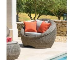 Fauteuil de salon de jardin Bétong Bûche Aluminium traité époxy, Résine tressée, Polyester
