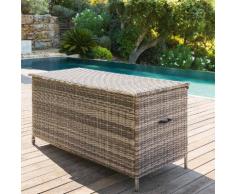 Coffre de rangement Bayana Terre d'ombre Jardin 166 x 76 x 81 cm - Acier traité époxy, Résine tressée