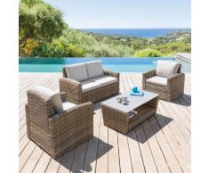 Salon de jardin Polynésia Naturae 4 places - Aluminium traité époxy, Résine tressée, Polyester