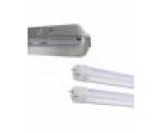 Silumen Kit De Réglette Led Étanche Double Pour Tubes T8 150cm Ip65 (2 Tubes Néon Led 150cm T8 50w Inclus) Blanc Chaud 2300k - 3500k