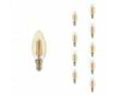 SILAMP Ampoule LED E14 Filament 4W C35 Bougie (Pack de 10) - Blanc Chaud 2300K - 3500K