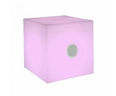 CUBY-Cube lumineux d'extérieur LED RGB avec enceinte H43cm Blanc New Garden