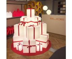 MERRY CUBO-Cube lumineux d'extérieur avec ruban rouge H60cm Blanc Slide