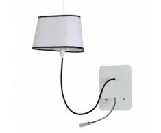 PETIT NUAGE-Applique suspendue avec Liseuse LED Ø24cm blanc gansé noir câble noir DesignHeure - designé par Hervé Langlais