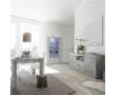 Kasalinea Salle à manger complète moderne couleur gris béton MABEL 2-L 185 x P 90 x H 79 cm- Gris Gris