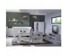 Kasalinea Salle à manger complète couleur chêne gris contemporaine SANDRA-L 130 x P 45 x H 162 cm- Gris Gris