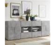 Kasalinea Enfilade 240 cm design grise effet béton DOMINOS 4-L 241 x P 42 x H 84 cm- Gris Gris