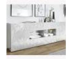 Kasalinea Enfilade 2 portes 4 tiroirs design blanc laqué NINO-L 241 x P 42 x H 84 cm- Blanc Blanc