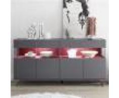 Kasalinea Enfilade 4 portes avec LED design gris et rouge PALERMO 5-L 184 x P 50 x H 101 cm- Gris Gris