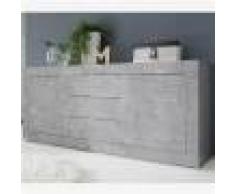Kasalinea Enfilade 210 cm design gris effet béton ARIEL 4-L 210 x P 43 x H 86 cm- Gris Gris