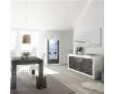 Kasalinea Salle a manger complete blanche et grise moderne MABEL 6-L 185 x P 90 x H 79 cm- Gris Gris