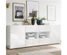 Kasalinea Enfilade 240 cm blanc laqué design NERINA-L 241 x P 42 x H 84 cm- Blanc Blanc