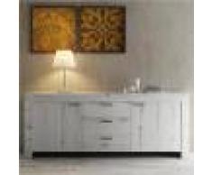Kasalinea Enfilade contemporaine couleur chêne blanchi ROMANE 2-L 210 x P 43 x H 83 cm- Blanc Blanc