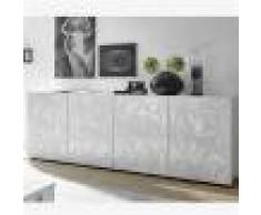Kasalinea Enfilade 4 portes blanc laqué design NINO-L 241 x P 42 x H 84 cm- Blanc Blanc