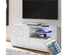 Kasalinea Meuble TV lumineux 120 cm blanc laqué design NINO-L 122 x P 42 x H 57 cm- Blanc Blanc