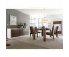 Kasalinea Salle à manger complète blanc laqué mat et couleur bois MARCEAU-L 106 x P 50 x H 171 cm- Marron Marron