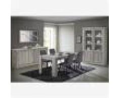 Kasalinea Salle à manger complète couleur chêne rustique EDINA-L 170 x P 90 x H 76 cm- Gris Gris