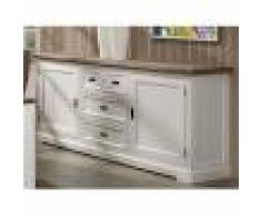Kasalinea Buffet enfilade contemporain bois massif couleur blanc EMELINE-L 190 x P 47 x H 90 cm- Blanc Blanc