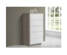 Chiffonnier NAPOLI - 5 tiroirs - Blanc et gris