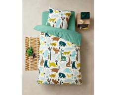 Parure housse de couette + taie d'oreiller enfant PALEO JUNGLE ivoire