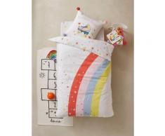 Parure housse de couette + taie d'oreiller enfant ROLLER GIRL blanc / multico