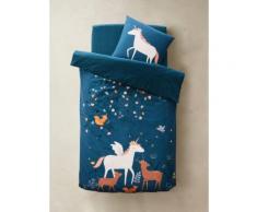 Parure housse de couette + taie d'oreiller enfant FORET ENCHANTEE bleu