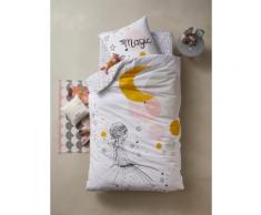 Parure housse de couette + taie d'oreiller enfant PRINCESSE&PETITS POIS blanc