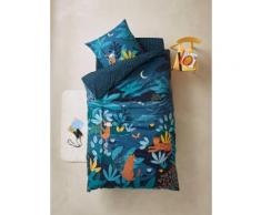 Parure housse de couette + taie d'oreiller enfant JUNGLE NIGHT bleu / multicolore