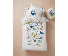 Parure housse de couette + taie d'oreiller enfant ABECEDAIRE MARIN ivoire