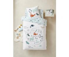 Parure housse de couette + taie d'oreiller enfant ANTARCTIQUE blanc / multicolore