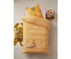 Parure housse de couette + taie d'oreiller enfant SWEET PANTHERE ocre / rose