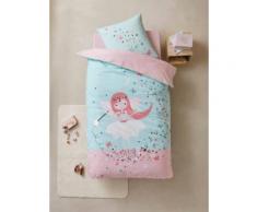 Parure housse de couette + taie d'oreiller enfant FEE DES PAPILLONS rose / bleu
