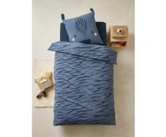 Parure housse de couette + taie d'oreiller enfant COOL ZEBRE bleu