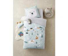 Parure enfant housse de couette + taie d'oreiller ALPIN bleu