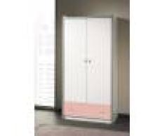 Armoire enfant laqué blanc et rose clair 2 portes 1 tiroir