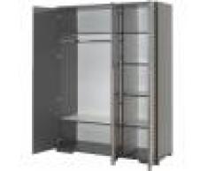 Armoire enfant anthracite 3 portes 3 lignes bois clair